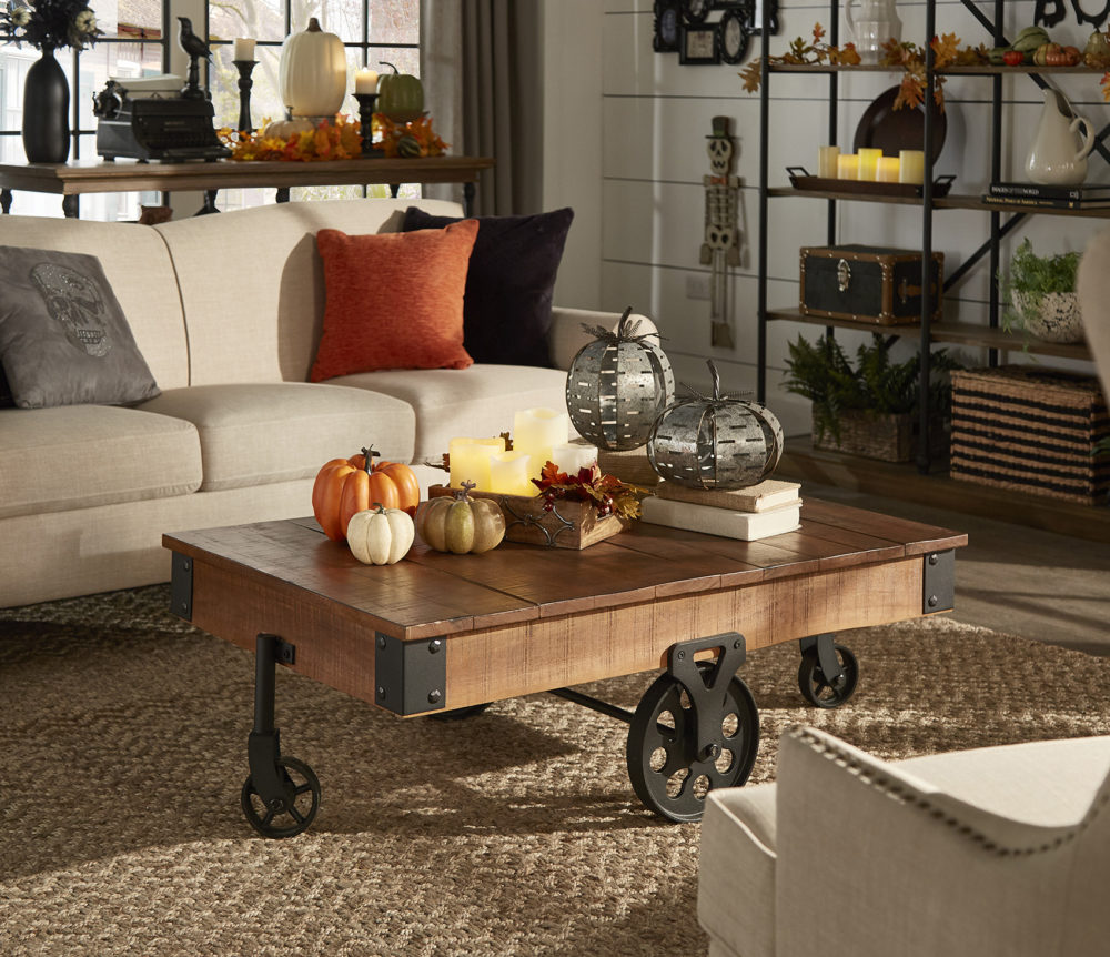 fall-living-room-decor-with-pumpkins-and-skeletons