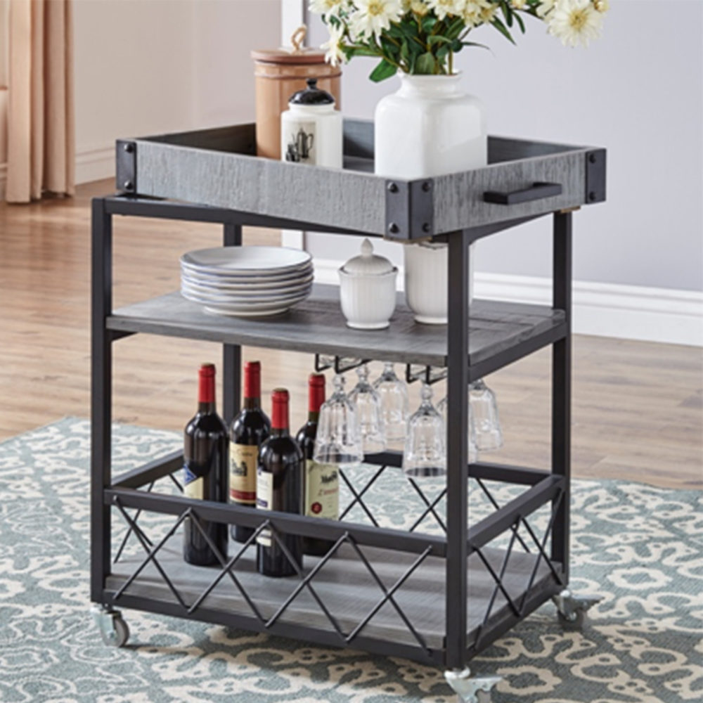 Grey farmhouse mobile cart (with removable serving tray!) thanksgiving hosting
